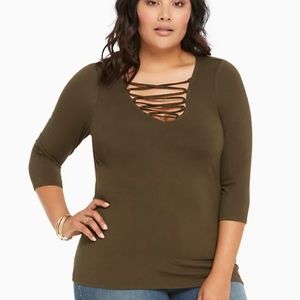Torrid deep v lace up top